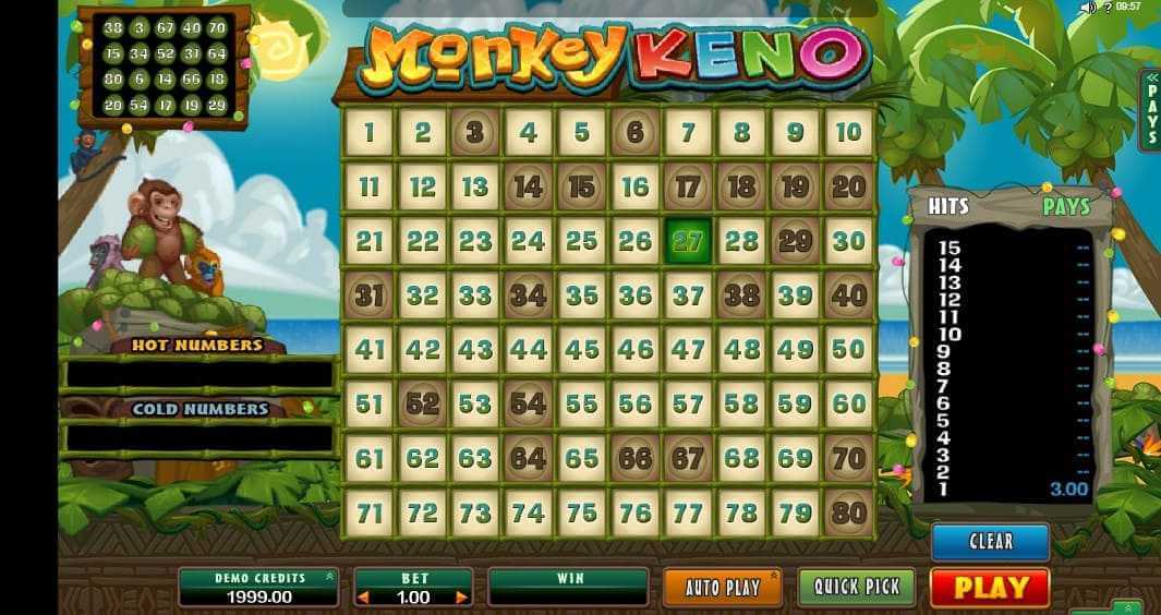Игровая лотерея Monkey Keno в казино Плей Фортуна